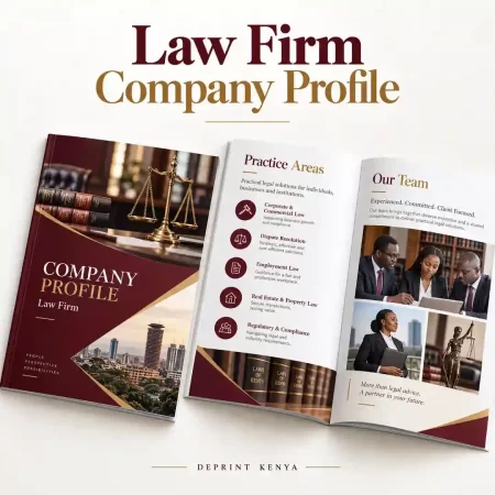 construction company profile design in Nairobi, tours and travel company profile design in Nairobi, ICT company profile design in Nairobi, tender supply company profile design in Nairobi, law firm company profile design in Nairobi.